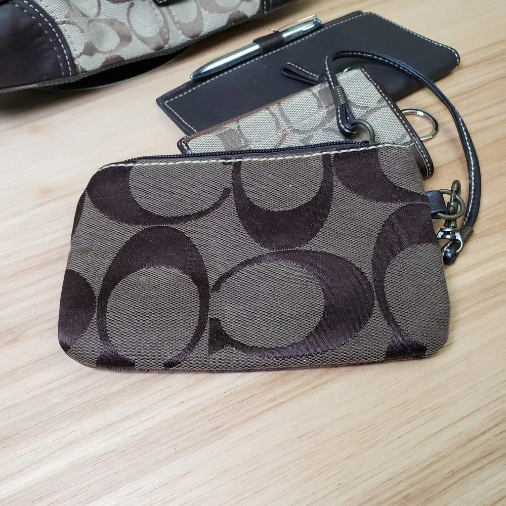 Y2K Coach Soho Bag 4PC Set Brown Signature C Logo Print Buckle‎ Shoulder Purse